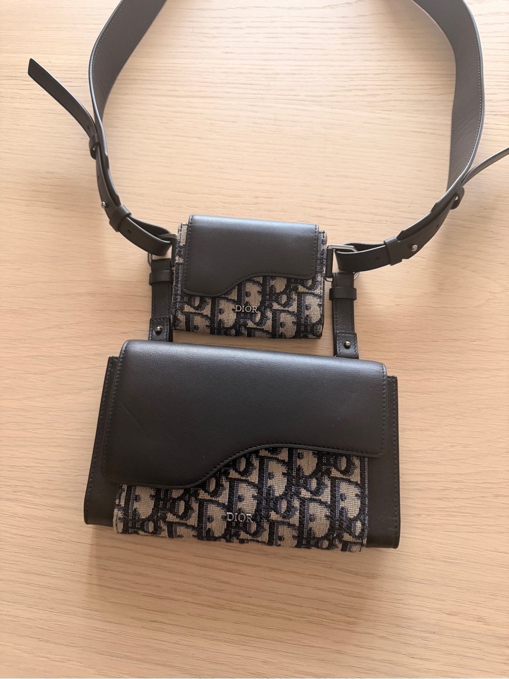 Dior Elite Oblique Jacquard Leather Detachable Shoulder Crossbody Bag in Blue - Picture 2 of 11